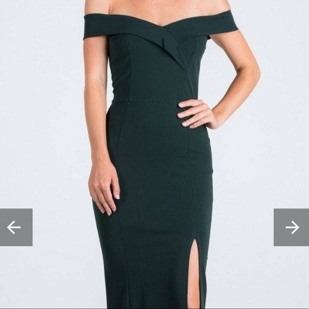 La Scalia Off the Shoulder Long Fitted Dress With Slit